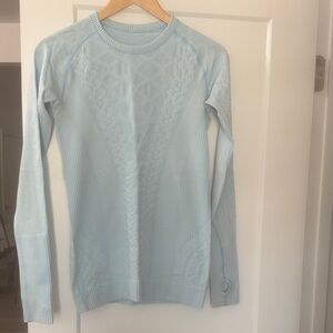 Light Blue Women's Cable-Knit Long-Sleeve Sweater